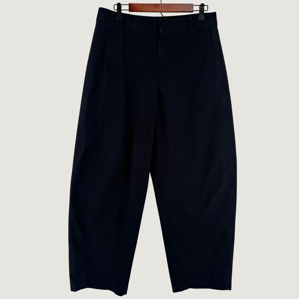 Uniqlo U Curved Pants Womens 8 Black Wide Leg High Rise Trousers 4483722